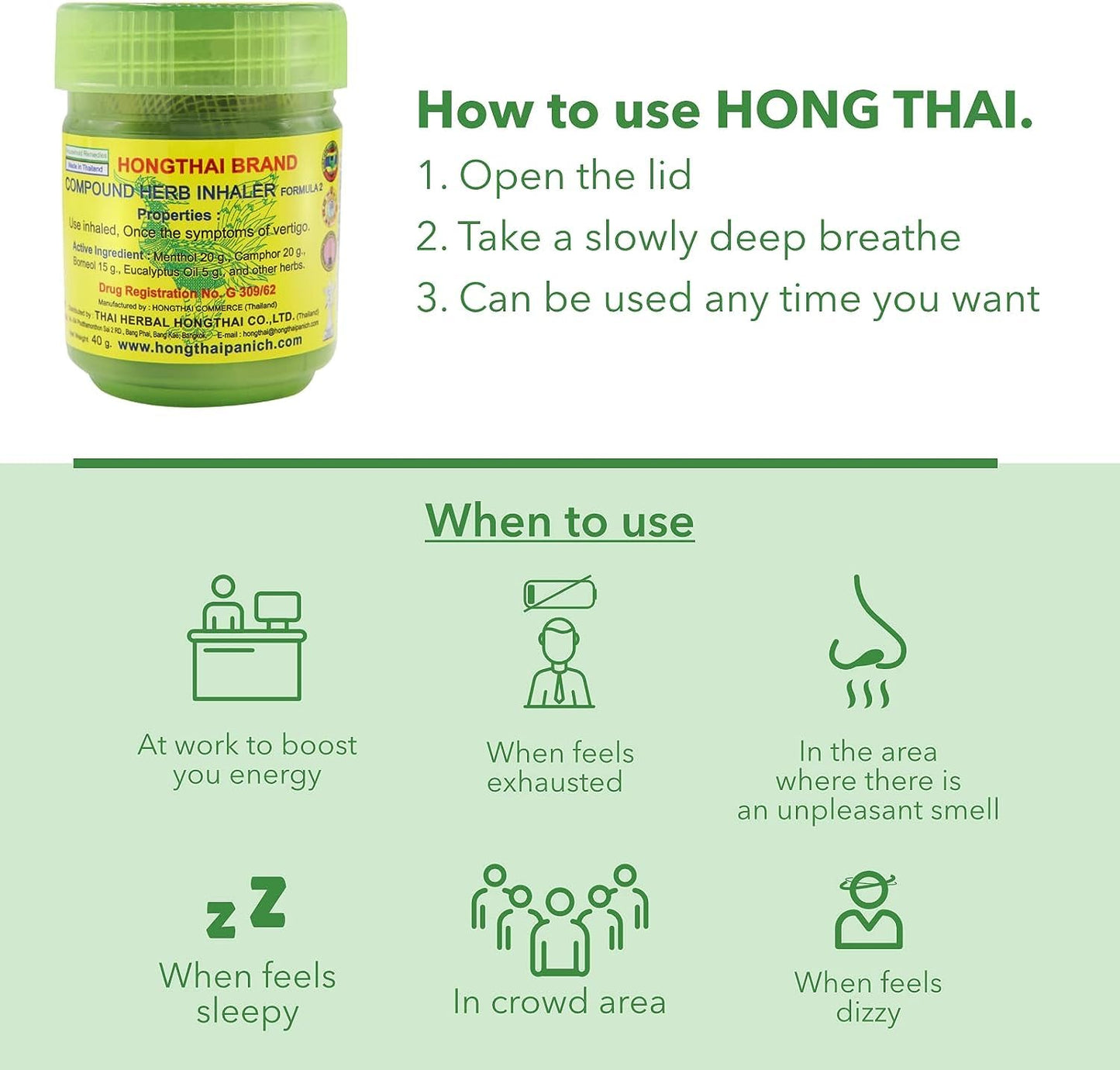 Hong Thai Verbinding Thaise kruiden inhalant (PACK VAN 2)
